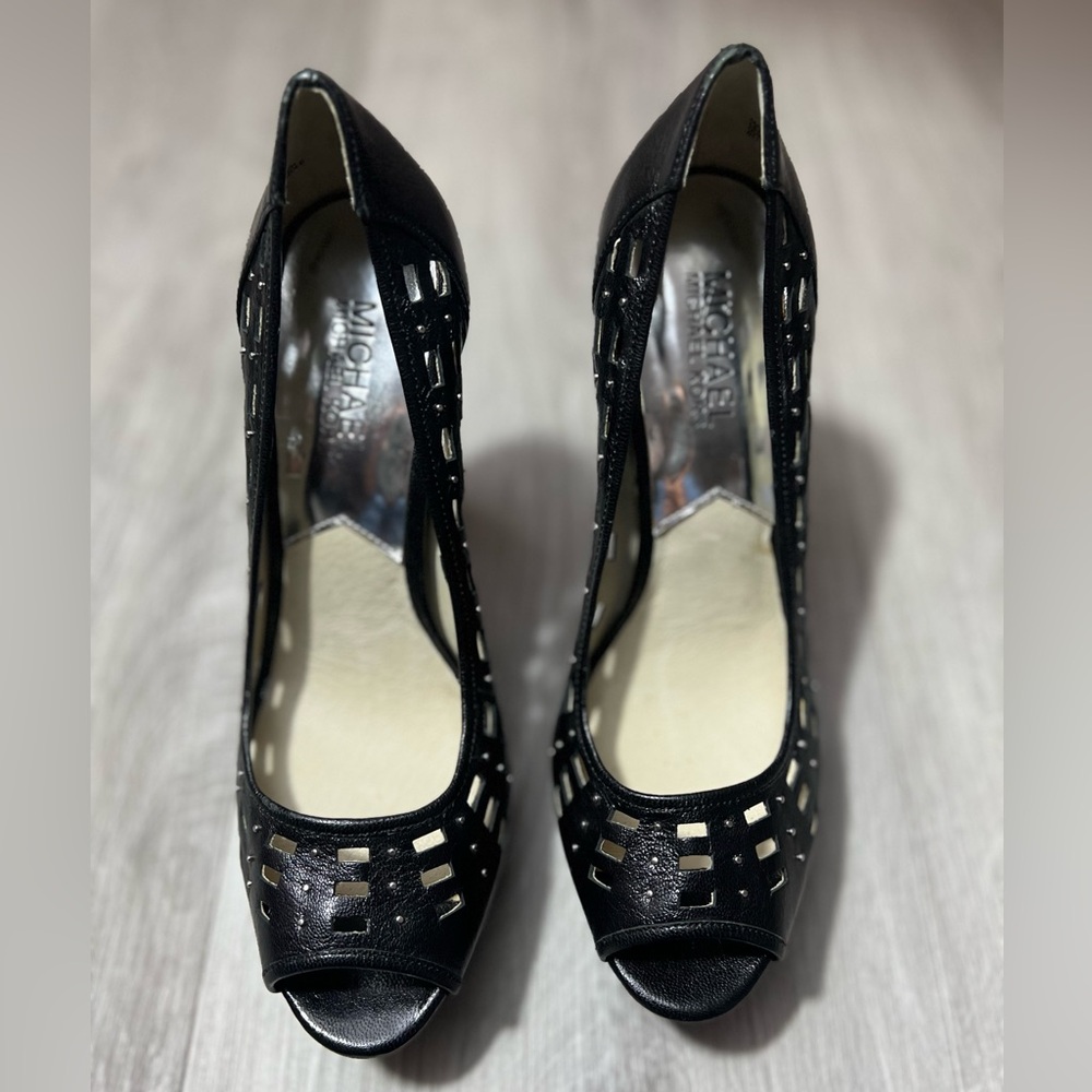 Michael Kors Black Patent Leather Heels with Perforated Design ✨brand new ✨